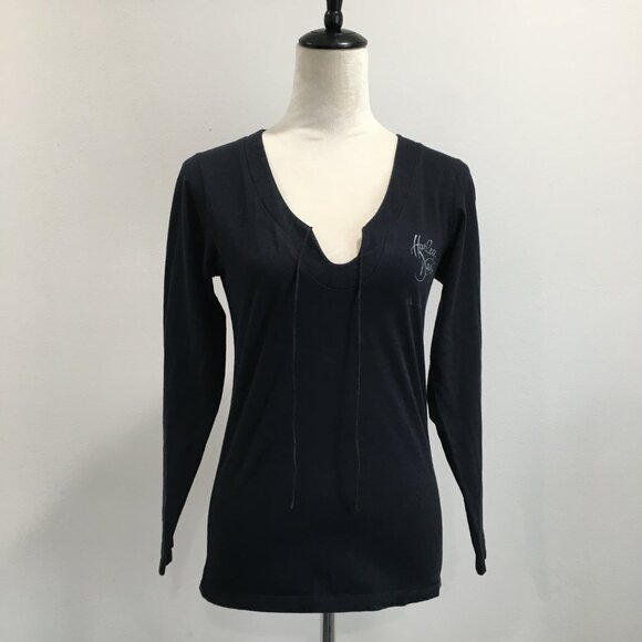 HARLEY DAVIDSON Black White Print Riverside CA Cut V Neck Tie Collar Shirt - Picture 5 of 13